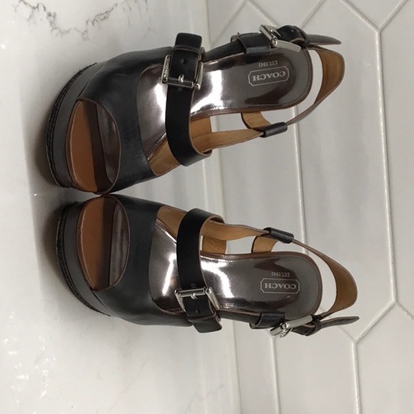 Women shoes black/brown size 8 coach wedges - Picture 8 of 13